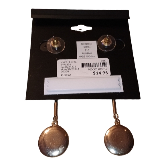 NWT Lane Bryant Gold Rhinestone Dangle Drop Earrings Sensitive Nickle Free - Picture 2 of 3